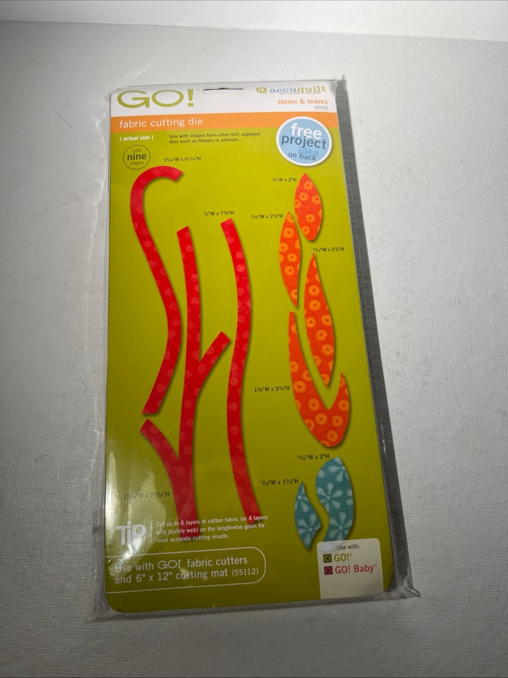 AccuQuilt GO! 55331 Stems & Leaves Fabric Cutting Die Quilt Applique Tool New